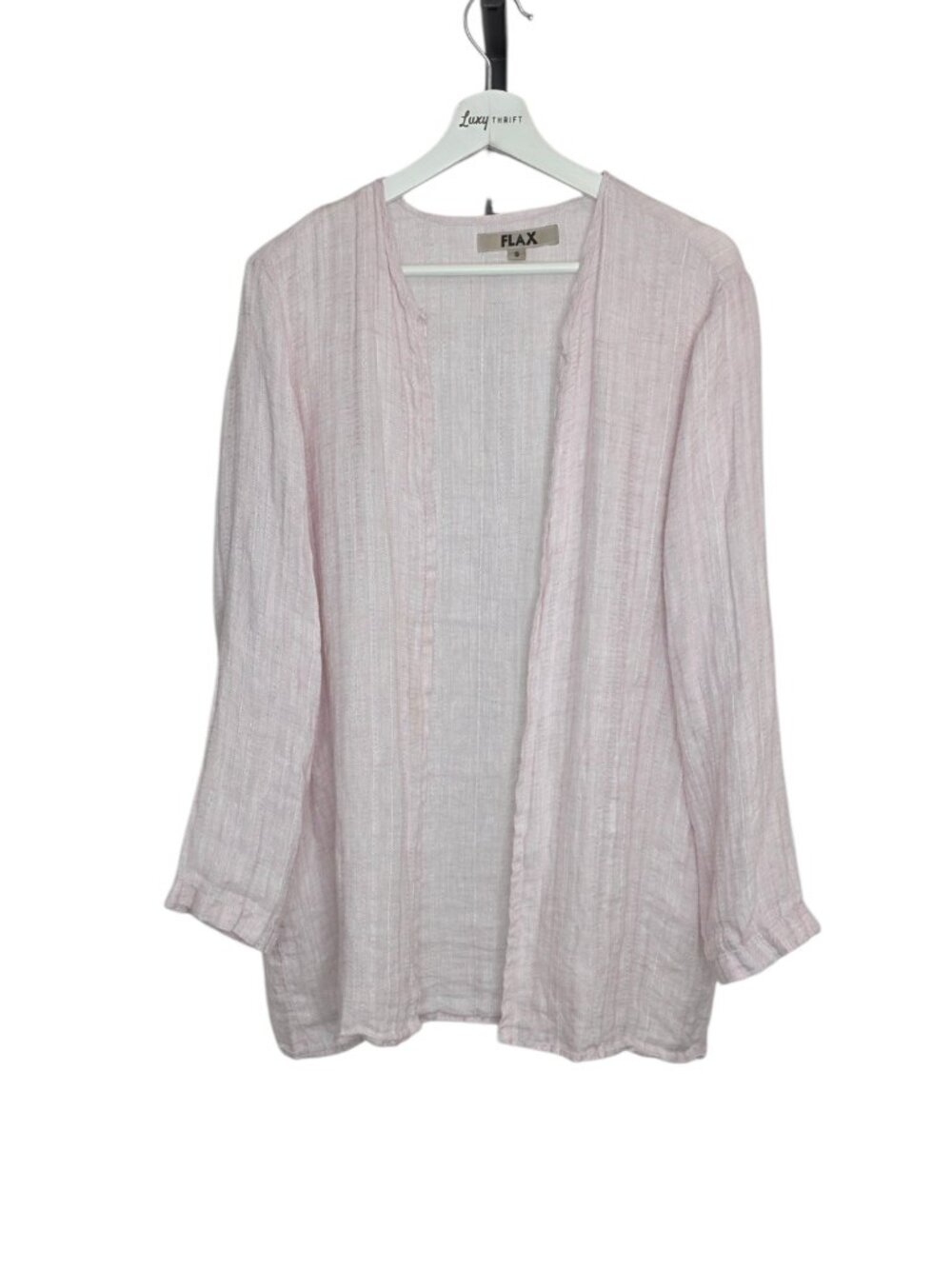 FLAX Open Front Lightweight Cardigan, 100% Linen, Long Sleeve, Size Small